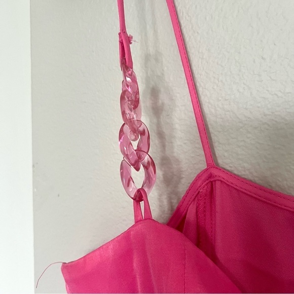 Zara Satin Mini Dress – Barbiecore 90s Coquette Babydoll - Hot Pink - Size M - Picture 8 of 15